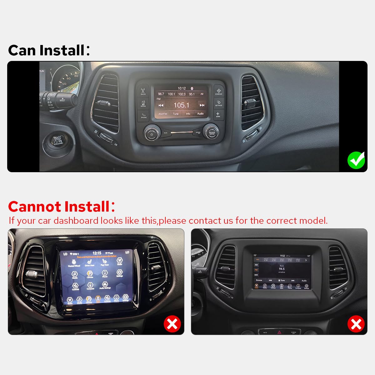 Joying Car Radio for Jeep Compass 2017-2020 Upgrade, Android 13 Head Unit 8 Inch IPS Touchscreen Stereo 4GB+64GB with CarPlay & Android Auto, GPS Navigation, AM/FM, Volume Knob(JY-RC711T4)