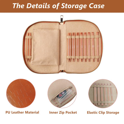 LYMIGER 13 Pairs Interchangeable Circular Knitting Needles Set, 4in Knitting Needles Set Aluminum 3-10mm with 20cm, 40cm, 60cm, 80cm, 100cm Rotatable Cables, Knitting Accessories and Case (Rose Gold)