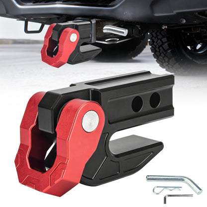 NORTHYUN 2" Hitch Slider with 3/4" Aluminum Red D-Ring Shackle, 7075 Aluminum Skid Plate for Hitch Protection & Off-Road Recovery, 45,000 LBS MBS Tow Recovery Point for 2" Receiver, Trucks SUVs