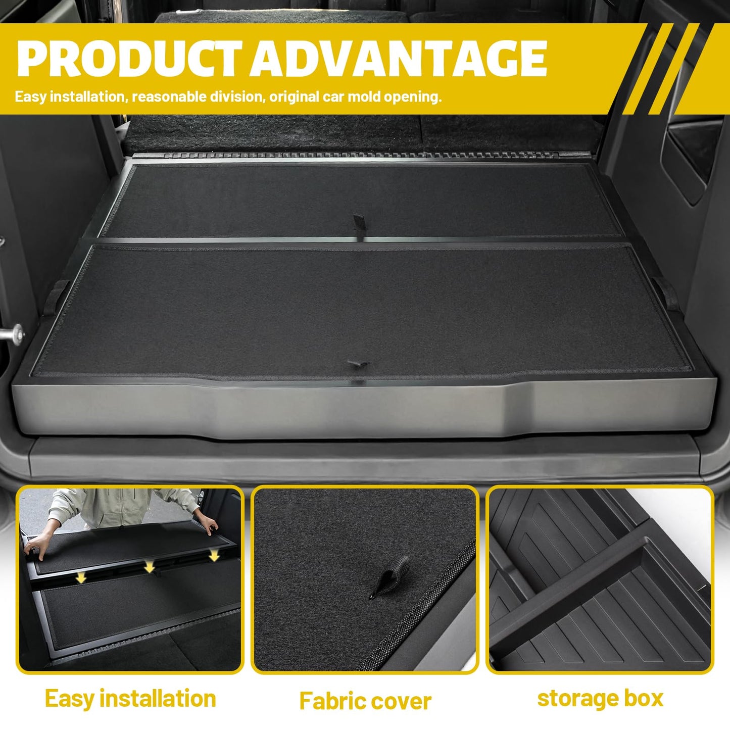 Z8 Trunk Hidden Storage Box for 2021–2025 Ford Bronco 4-Door Cargo Floor Organizer with Removable Divider,Under Cargo Storage Accessory