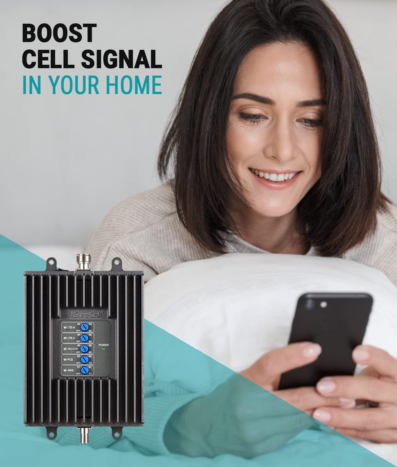 SureCall Fusion4Home Cell Phone Signal Booster Kit for Home and Office - Verizon, AT&T, Sprint, T-Mobile 3G, 4G and LTE, Covers Up to 3,000 Sq Ft, black (SC-PolyH-72-OP-Kit)