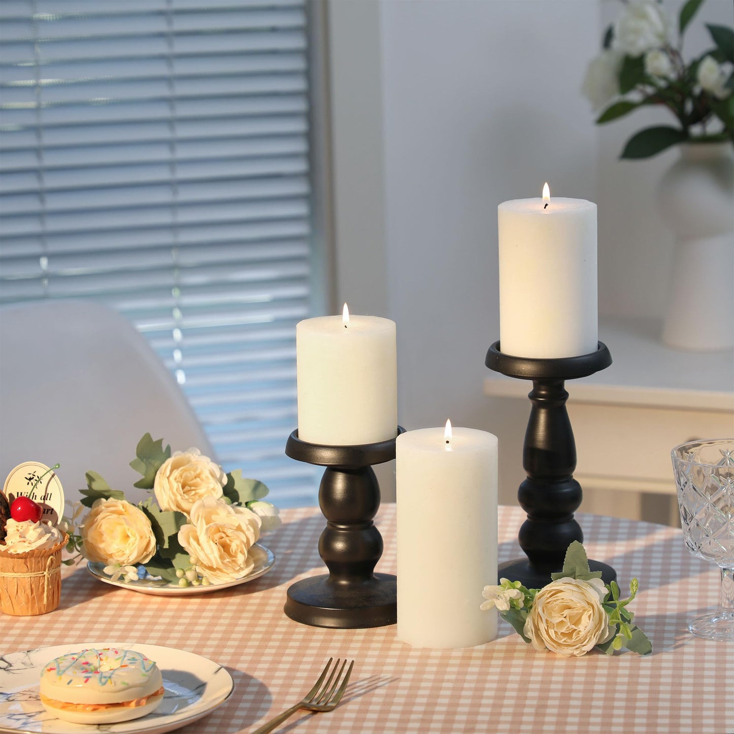 White Pillar Candles Set of 3 - Hand-Poured Unscented Candles,Smokeless Dripless Candles for Dinner Table and Home, Set of 3 in Different Sizes (3"x4", 3"x5", 3"x6")