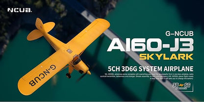 Large Brushless Remote Control Plane XK A160 RC Aircraft Glider J3 6-Axis Gyroscope 5-Channel 3D Stunt Somersault Flight 6 AXIS Gyro for Beginners Adults Expert
