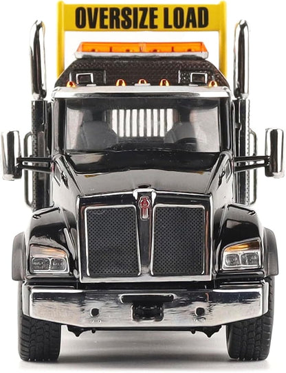 T880 SBFA Tridem Truck with Trail King HDG Lowboy Trailer Black Transport Series 1/50 Diecast Model by Diecast Masters 71134