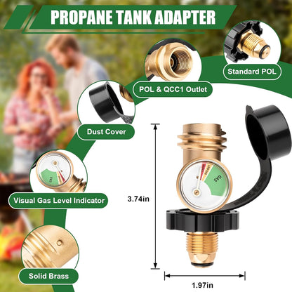 Skiennix Propane Tank Adapter - 100 lb Gauge for POL to QCC1 Connection | Durable & Reliable