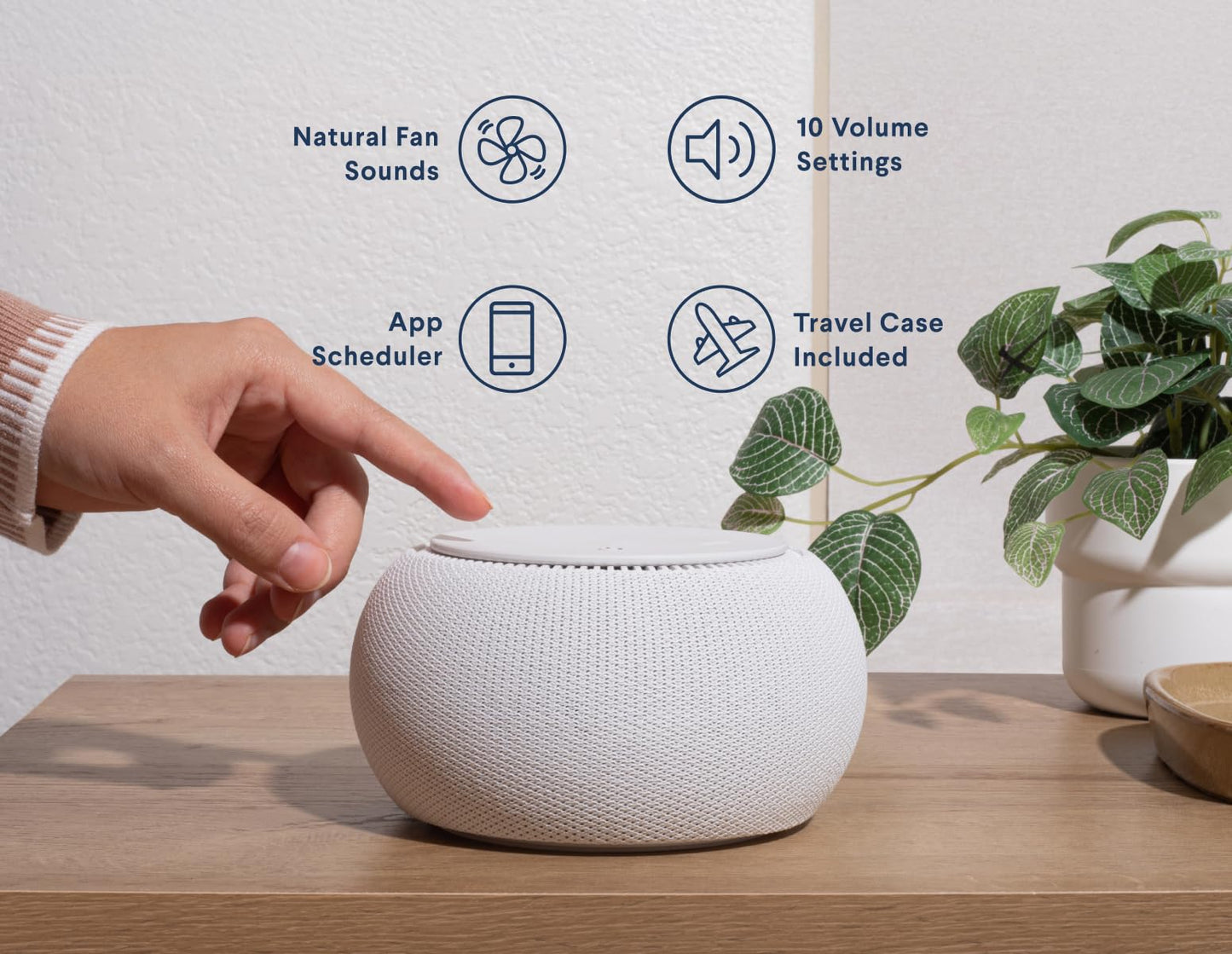 SNOOZ Pro White Noise Sound Machine - Natural Fan Noise, Non-Looping Sound, App Scheduler - Travel Case Included, Sleep Aid for Adults & Baby, 10 Volume Settings, Portable, Gift Registry - Cotton