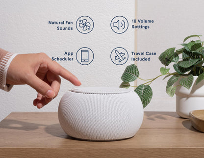SNOOZ Pro White Noise Sound Machine - Natural Fan Noise, Non-Looping Sound, App Scheduler - Travel Case Included, Sleep Aid for Adults & Baby, 10 Volume Settings, Portable, Gift Registry - Cotton