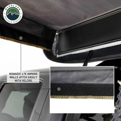 Overland Vehicle Systems 18319909 HD Nomadic 270 LTE Awning Wall 3 & 4 Driver Side | Dark Gray Fabric with Green Trim | Velcro Attachment | Weather-Resistant | Awning Sold Separately