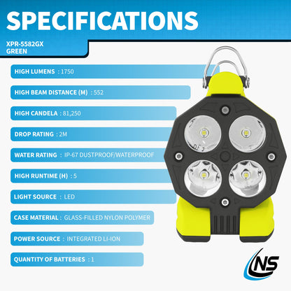 Nightstick XPR-5582GX INTEGRITAS 82 Intrinsically Safe Lantern w/Articulating Head - Li-Ion - Green - UL913