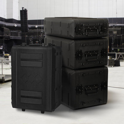 ECGOIOE 4U Rack Case Shallow 17" Depth, 19" Rackmount Flight Cases Easy Installation Portable Carry Watertight Dust Proof 2 Space Shockproof Mount Racks with Microphone Compartments Space Saving