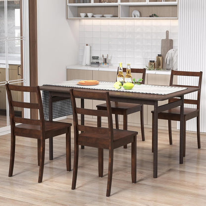 NAFORT Walnut Wood Dining Chairs Set of 4, Armless Kitchen Chairs with Solid Rubber Wood Legs, Non-Slip Foot Pads, Max Load 400 Lbs, Farmhouse Seat High Ladder Back Dining Room Chairs
