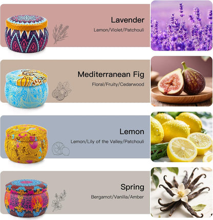 Candle Gift Set for Women, 4 Pack Long Lasting Lavender Scented Soy Candles, Aromatherapy Candles for Home Relaxation, Ideal Gift for Birthday, Thanksgiving, Mother's Day, Valentine's Day