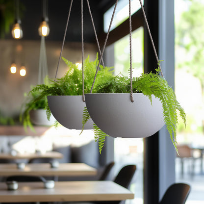 LA Jolie Muse Hanging Planter - 9.84 Inch Hanging Planters for Indoor Plants, Hanging Pots for Plants Indoor Outdoor, Set of 2, White