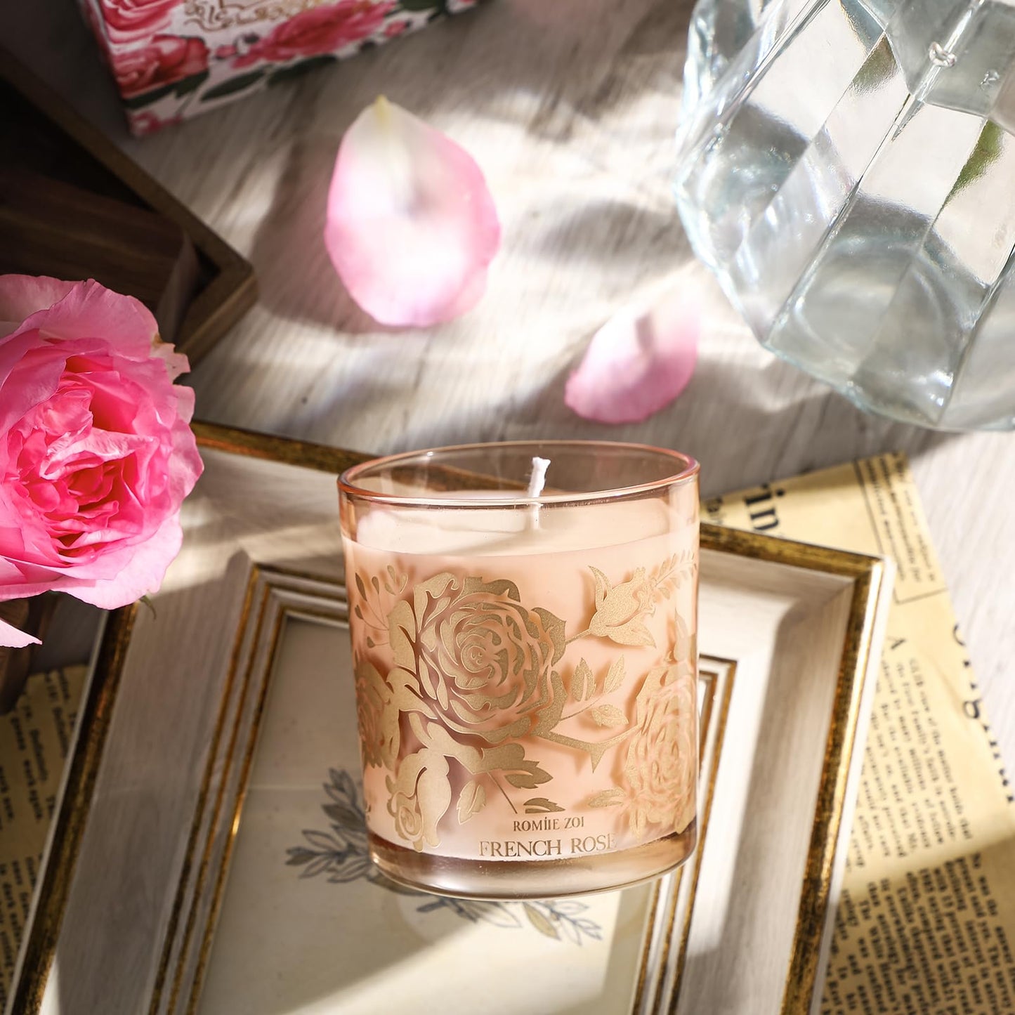 ROMIIE ZOI Scented Candle - French Rose - 6oz Aromatherapy Soy Wax Jar Candle for Home, Gifts for Women - 170g