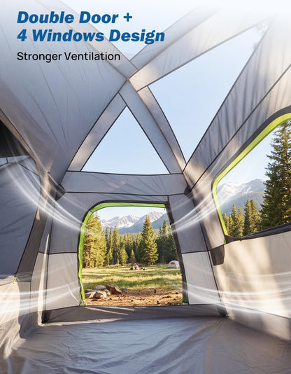 JOYTUTUS SUV Tent for Camping with Rainfly 2026 Upgrade, Strong Four Steel Frame Poles, 5-9 Person Big Car Tent with Ventilated Double Door, Movie Screen, 8' W X 10' L X 7' H, Fit for SUV CUV Van