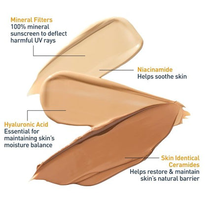 CeraVe Hydrating Mineral Sunscreen SPF 30 - Tinted Zinc Oxide Formula for a Healthy Glow | Medium, 1.7 oz