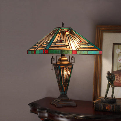 Chloe Lighting Innes Tiffany-Style Table Lamp, 3 Light, Blackish Bronze, 16in Wide, Multicolor, Model CH3T359BM16-DT3