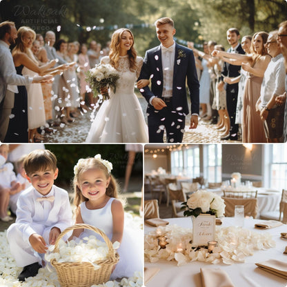 Skiennix Artificial Silk White Rose Petals - Scented & Pre-Separated for Weddings | 1000 Pcs Cream