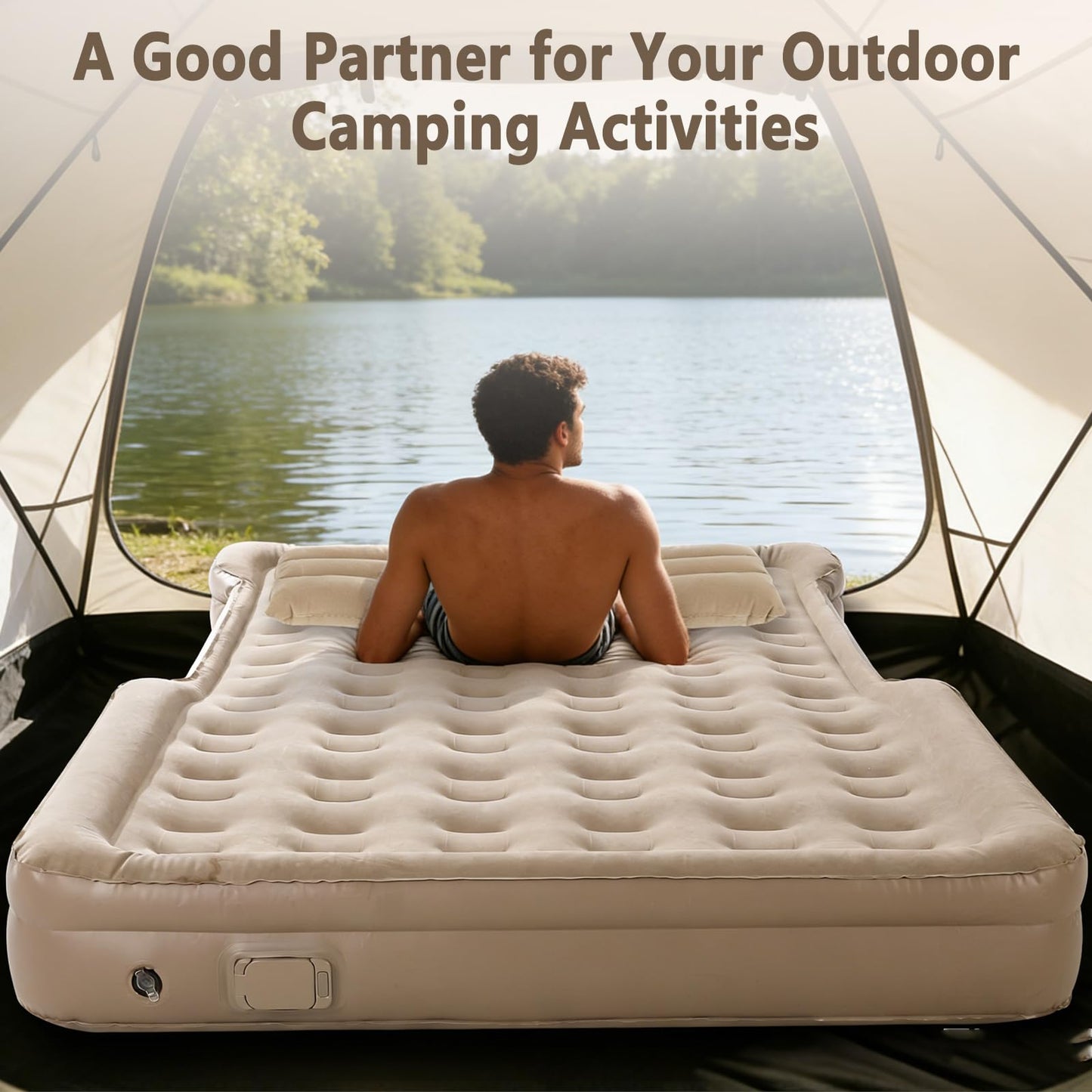 Afurkuot Truck Bed Air Mattress 6-6.5 FT Full Size, Built-in Air Pump, Inflatable Pillow, Inflatable Pickup Trucks Bed Mattress for F-150 Outdoor Camping Truck Pickup Tent Road Trip
