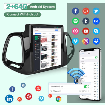 2G+64G 9.7 inch Screen for Jeep Compass Radio 2017 2018 2019, Android Touch Screen Compass Car Stereo, Carplay/Android Auto/Bluetooth/EQ Audio/SWC
