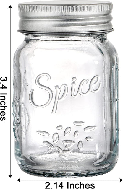 Coloch 30 Pack 4 Oz Glass Mason Spice Jar with Shaker Lids& Labels, Empty Spice Bottle with Airtight Metal Caps and Collapsible Funnel for Herbs & Spices