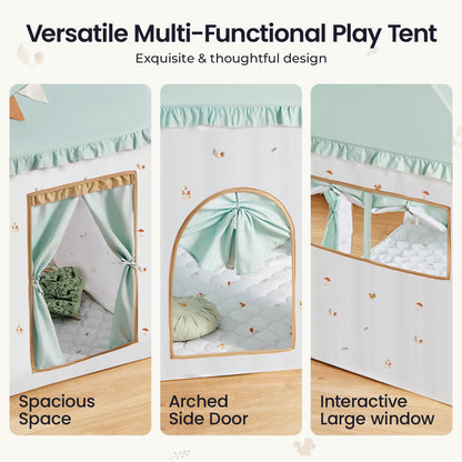 Tiny Land Kids Play Tent with Tunnel, Pop Up Play Tent with Ball Pits, Kids Tent with Printed Mat