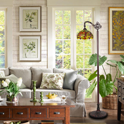 Chloe Lighting Empress Dragonfly Floor Lamp Tiffany-Style 1 Light 11in Wide Multicolor CH3T471RD11-RF1
