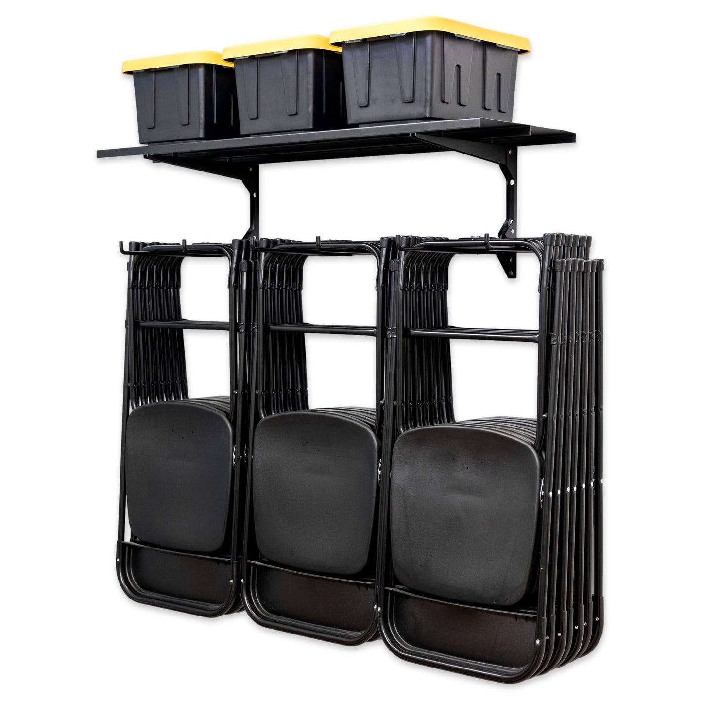 StoreYourBoard Chair Storage Rack with Storage Shelf – Folding Chair Rack for Home & Garage Organization, Chair Hangers for Folding, Beach, Patio & Camping Chairs, Heavy Duty Steel, Holds 300 lbs