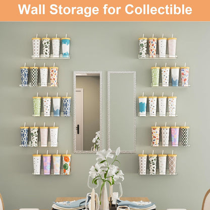 Upsimples 12 Pack Acrylic Shelves - Clear Wall Organizer for Figures, Toys, Perfume & Kids Books
