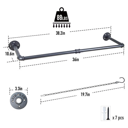 HemePaha Metal Plant Hanger Indoor with 3 Hanging Chains, 38.2 Inch Black Hanging Planters Rod for Indoor Plants, Wall Hanging Plant Holder for Window, Ceiling (Hanging Planters Not Included)