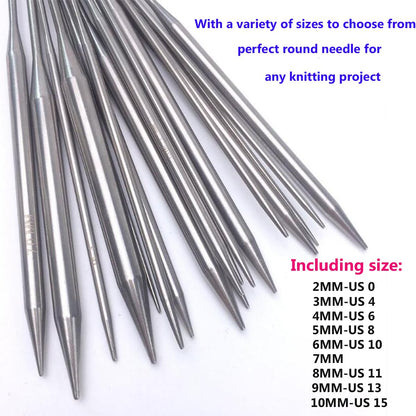 Mdoker Circular Knitting Needles Set with Tote Bag 40-inch Long Knitting Needle Round Needles,Metal Knitting Needles for Beginners,Scarves Blankets