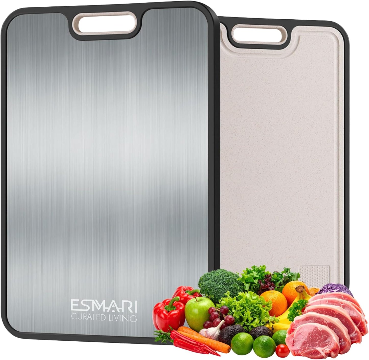 Titanium Cutting Board - 2-in-1 Double-Sided Food Grade Pure Titanium & PP | Large 16” × 11” for Easy Cleaning