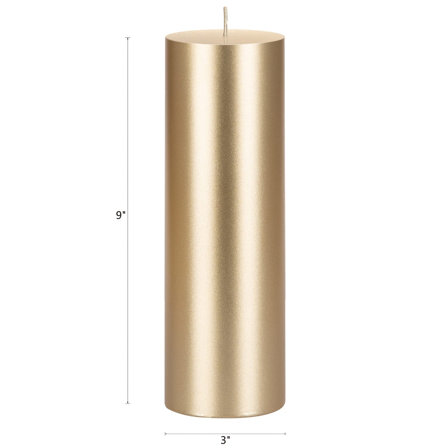 Mega Candles 1 pc Unscented Solid Gold Pillar Candles, Hand Poured Premium Wax Candle 3 Inch x 9 Inch, Home Décor, Spas, Weddings, Occasions, Party, Centerpieces, Holidays, Vigils, Prayers