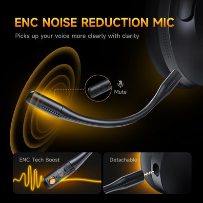 Picun Wireless Gaming Headsets with Active Noise Cancelling, 2.4Ghz/Bluetooth Over Ear Headphones with Detachable Boom Mic, 3D Surround Sound, 50H Playtime for PC, PS5/PS4, Laptop, Cellphones (Black)