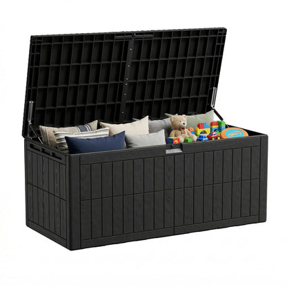 ZOMEYLPO 220 Gallon Outdoor Storage Box, Waterproof Lockable Resin Deck Box for Patio Furniture Cushions, Garden Tools, Pool Supplies, Extra Large Patio Storage Chest with Double Wall Design, Black