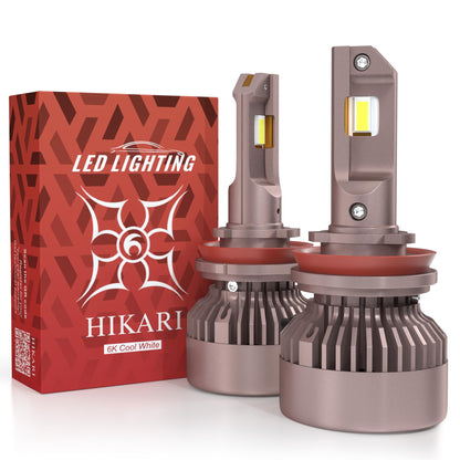 HIKARI WINGS H11 Fog Light, 80000LM Pure White 6000K LED Bulbs, Plug & Play IP68 Waterproof Pack of 2