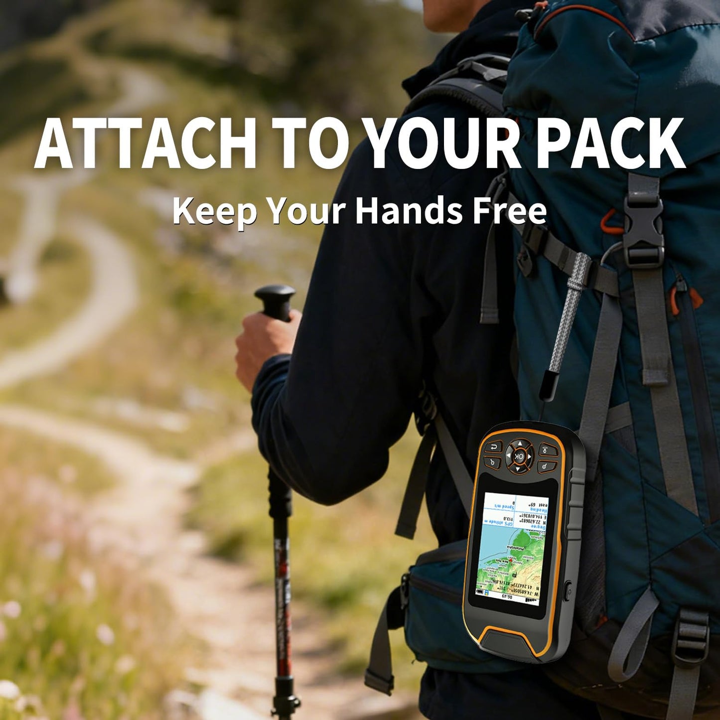Handheld GPS for Hiking, Rugged and Waterproof Handheld GPS Navigator, 3.2" Sunlight Readable Screen, Compact Satellite Handheld GPS with USA Topo Map, Multi-GNSS Support, Extra Battery Life