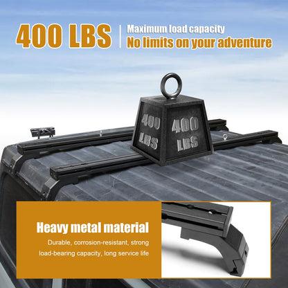 Z8 400 LBS Roof Rack Cross Bars with Sliders Compatible with Jeep Wrangler JL 2018-2025, Adjustable Tracks, Includes Tie-Down Rings and Square Nuts – Ideal for Roof Tent, Luggage, and Accessories