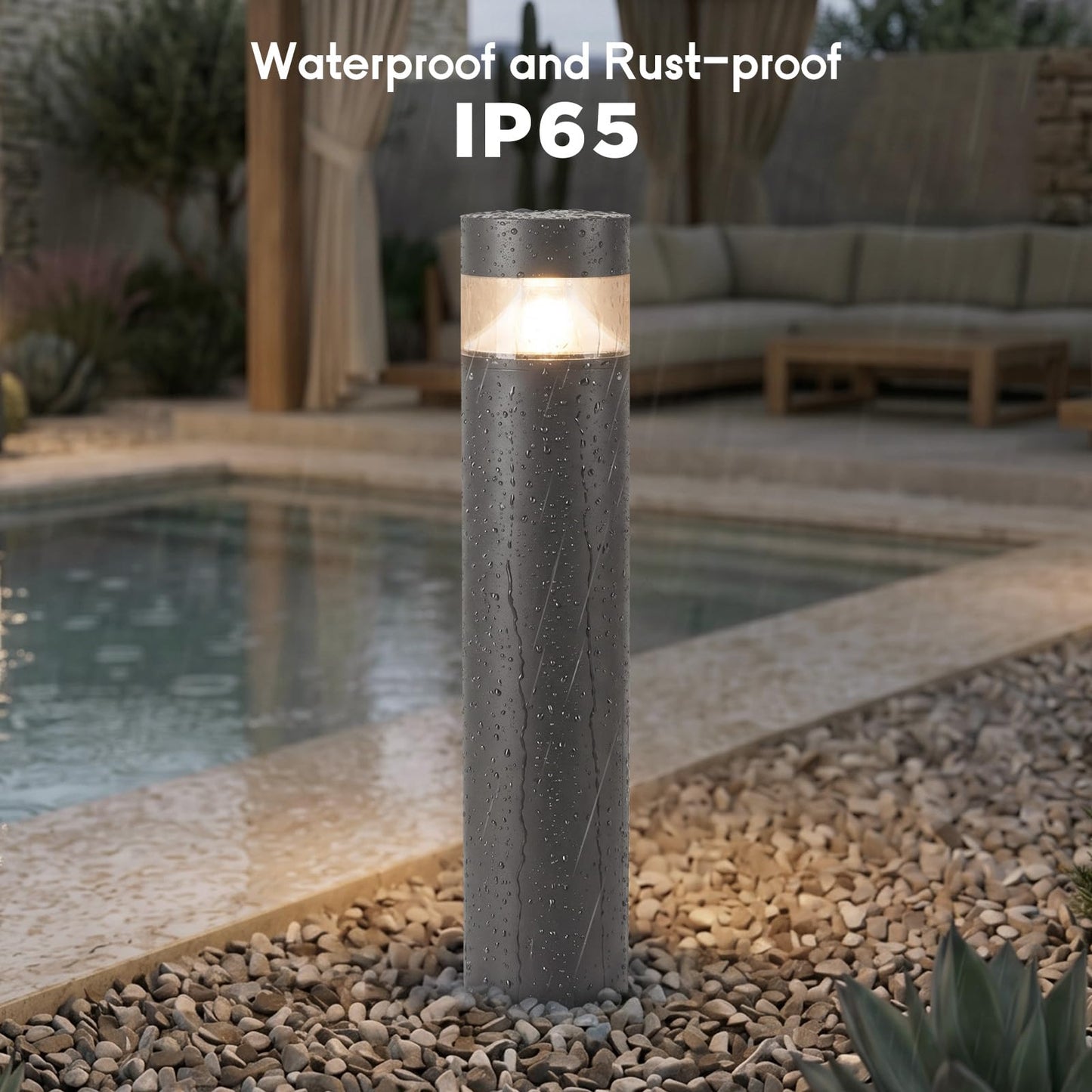 Linkmoon 31.5'' Outdoor Pathway Lights Hard Wired, IP65 Waterproof Driveway Lights, AC100-240V Path Light, 3000K LED Bollard Light Outdoor, Modern Landscape Lighting for Walkway Garden Lawn Patio Yard