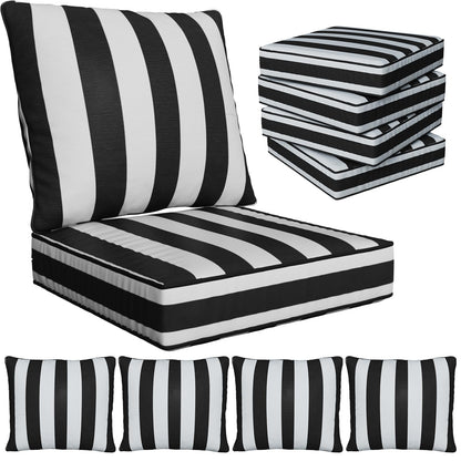 Suionryorid 24" x 24" x 6" Outdoor Deep Seat Cushions Set - 4 Set Waterproof & Fade Resistant Patio Furniture Replacement Cushions, Non-Slip Outdoor Cushions Fit Loveseats, Couches, Chairs, and Sofas