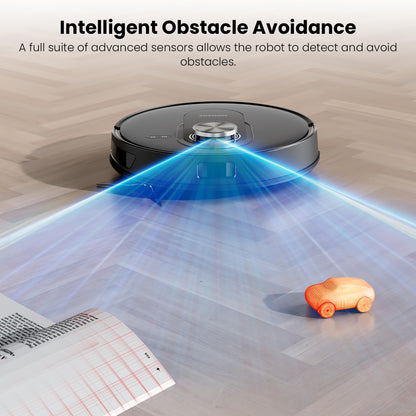 Proscenic Q8 Robot Vacuum Cleaner with Mop, Ultra Strong 6000Pa Robotic Vacuum with Lidar Navigation, 5 Real-Time Mapping, WiFi/Alexa/APP Remote Control Robot Hoover for Floor Carpet Pet Hair