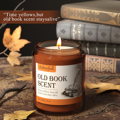 Aohoofull Scented Candles Gifts for Book Lovers, Soy Wax Candles,Fall Candle Inspired Gift Ideas for Readers,Women, Bookworm, Librarian, Men, Friend, 8 oz