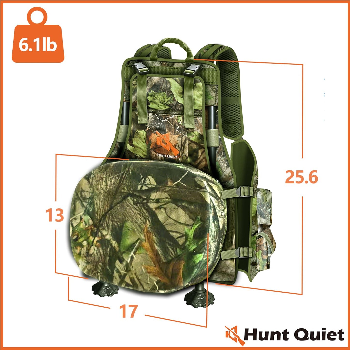 Hunt Quiet Turkey Vest with Seat, Kickstand & 2L Water Bladder, NEXT CAMO G2 Green