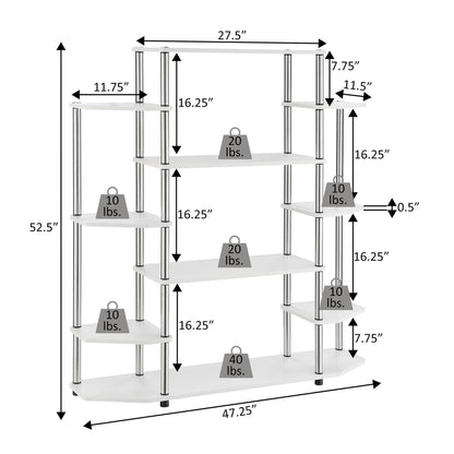 Convenience Concepts Designs2Go No Tools Wall Unit Bookshelf 47.25" - Contemporary Storage Shelves for Display, 10 Spacious Shelves for Modern Living Room, Office, Den, Black