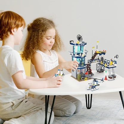 City Police Station STEM Building Sets Compatible with Lego Military Helicopter AirplaneBoats Ship Swat TeamBuilding Kit for Kids 565 PCS Best Gift for 6-10 Boys