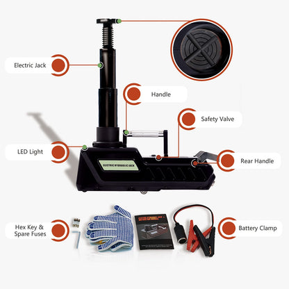 E-HEELP 15 Ton Electric Hydraulic Jack, 12V DC Heavy Duty Truck Floor Jack with LED Light for RV, SUV, Van, Sedan, Trucks (7.8-20.4 Inch Lift Range)