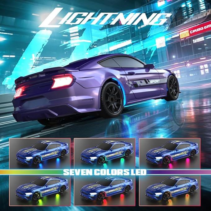 1:43 Scale Mini RC Drift Car 2.4GHz 4WD Desktop RC Drift Car 15KM/h Handheld Racing Mini Vehicle with LED Lights Speed Switching Racing Sport Toy for Adults Teens (Blue)
