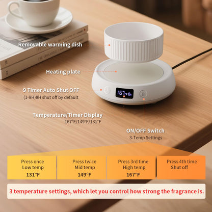 Lyty Wax Melt Warmer 3-in-1 Candle Warmer, Electric Scented Wax Melter Fragrance Wax Cube Burner for Home Bedroom Office, 8H Auto Shut Off 3 Temperature Setting (White)