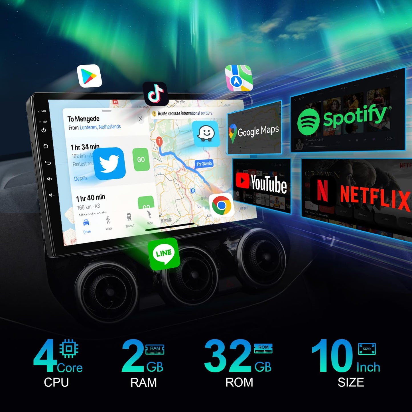 AJBDJY Car Radio Stereo Comatible with Je-ep Compass (2014-2016), 10 inch 1280x720P IPS HD Touchscreen Wireless Carplay Andriod Auto