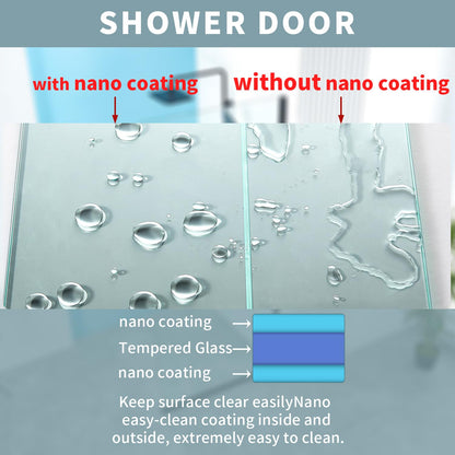 YTTSOYTS 68-72" W x 72" H Double Sliding Shower Door, Shower Glass Door with 5/16" (8mm) Clear SGCC Tempered Glass, Stainless Steel Hardware, Nano Easy-Clean Coating, K01 (72"x72" Matte Black)